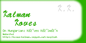 kalman koves business card